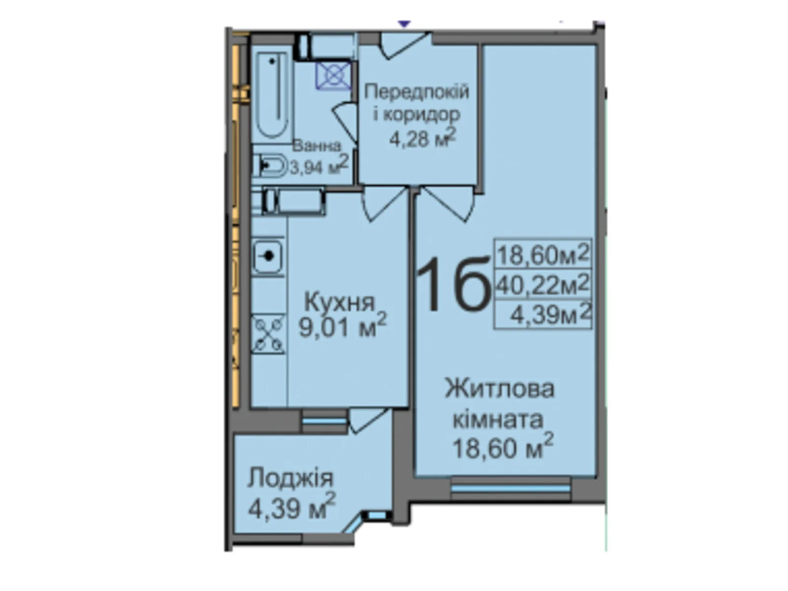 Продается 1-комнатная квартира 41.1 кв. м в Черкассах, ул. Тараскова, 5 - фото 1