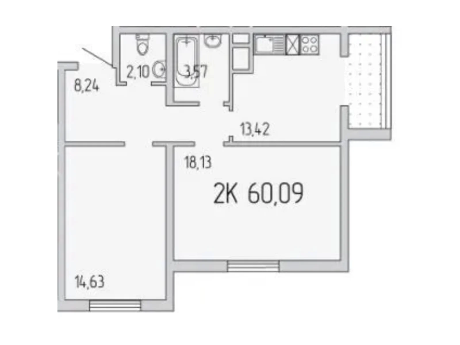 Продається 2-кімнатна квартира 60.09 кв. м у Лиманці, вул. Архітекторська - фото 1