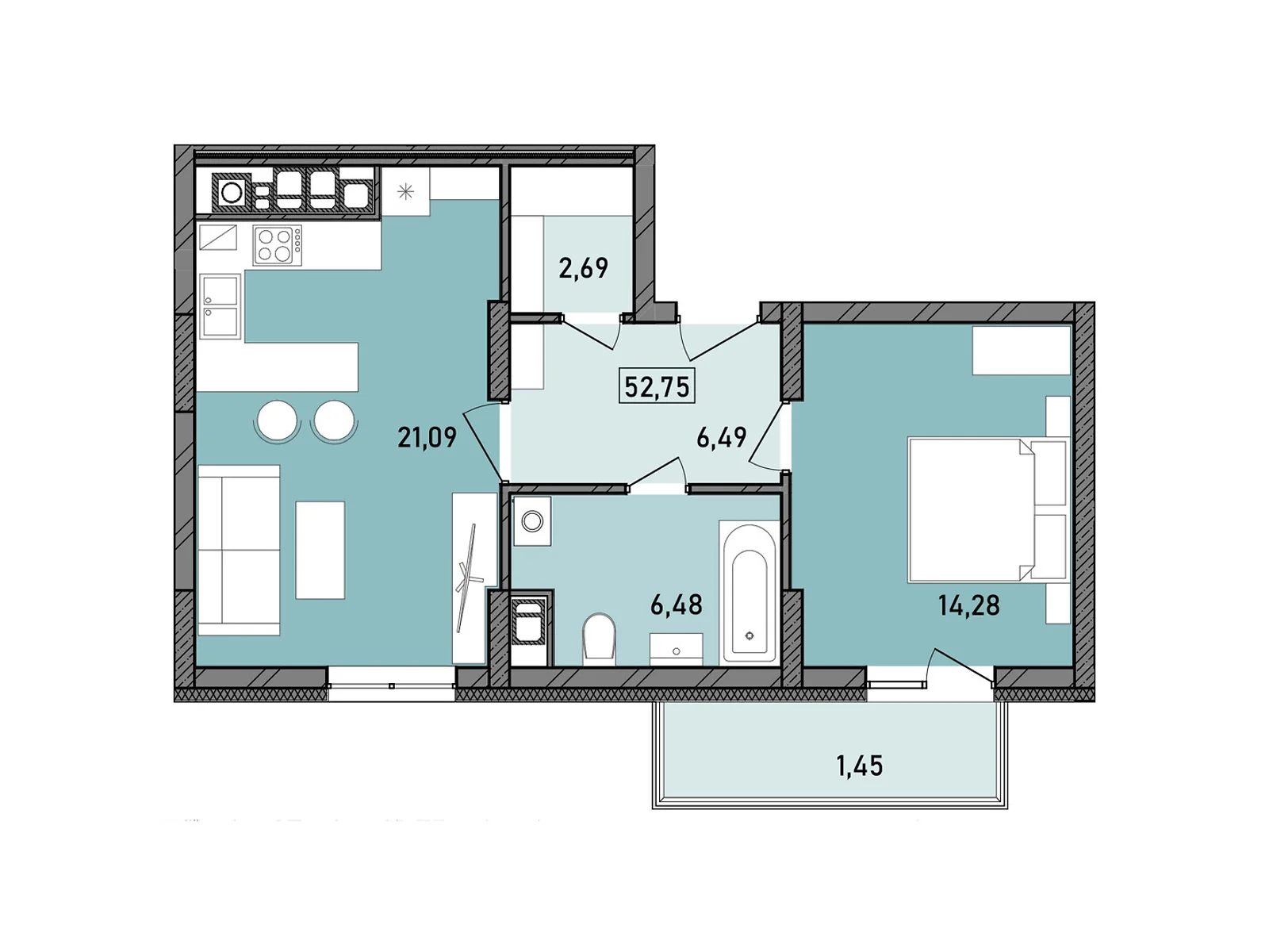 Продается 1-комнатная квартира 52.48 кв. м в Львове, ул. Клепаровская, 15 - фото 1