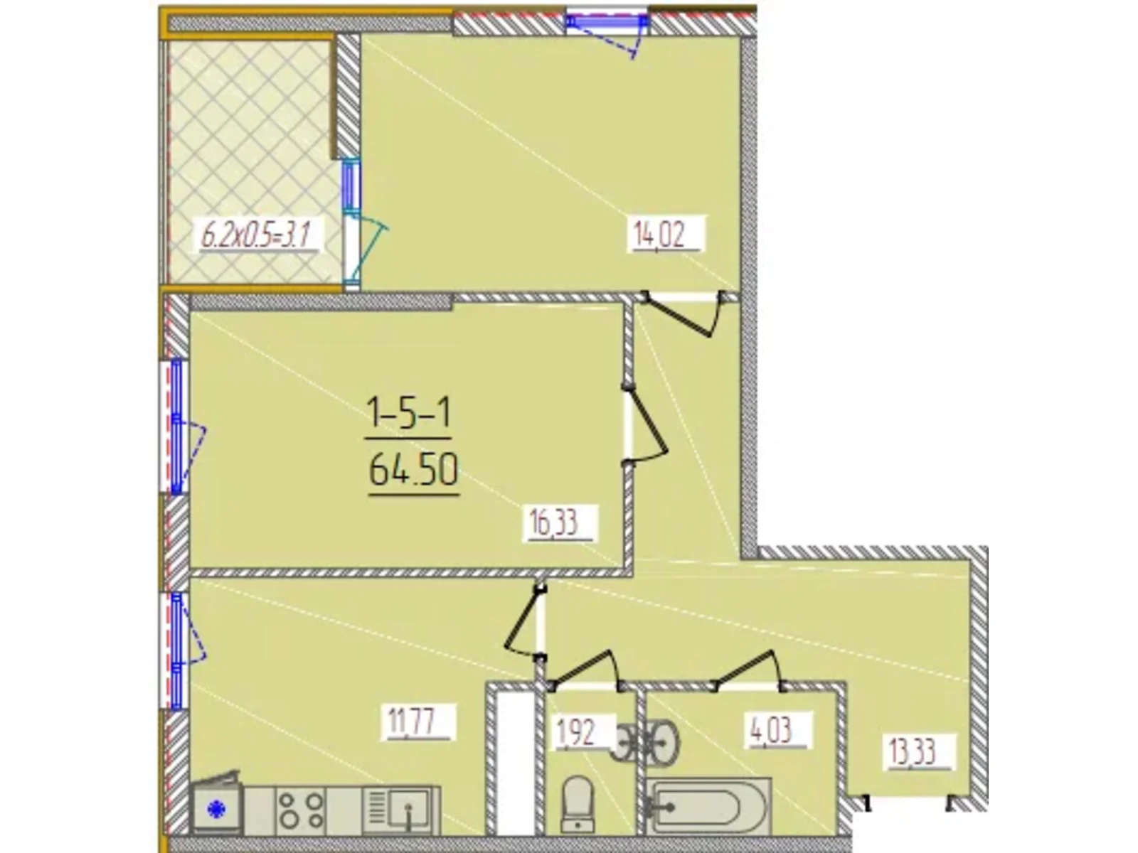 Продається 2-кімнатна квартира 64.5 кв. м у Одесі, вул. Краснова - фото 1