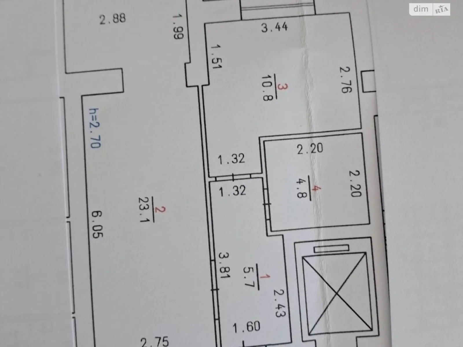 Продается 1-комнатная квартира 44 кв. м в Хмельницком - фото 1