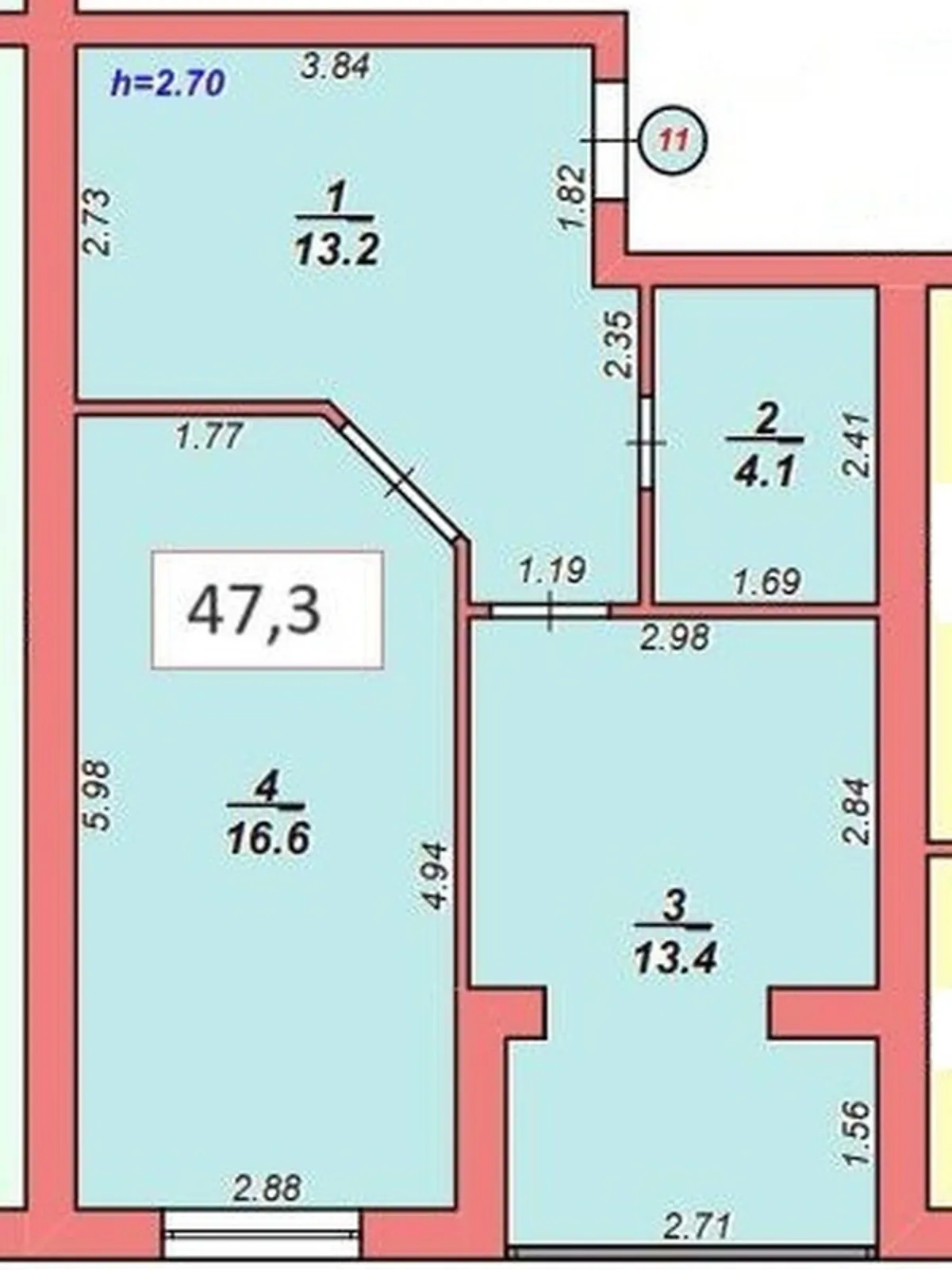 Продается 1-комнатная квартира 47.3 кв. м в Хмельницком - фото 3