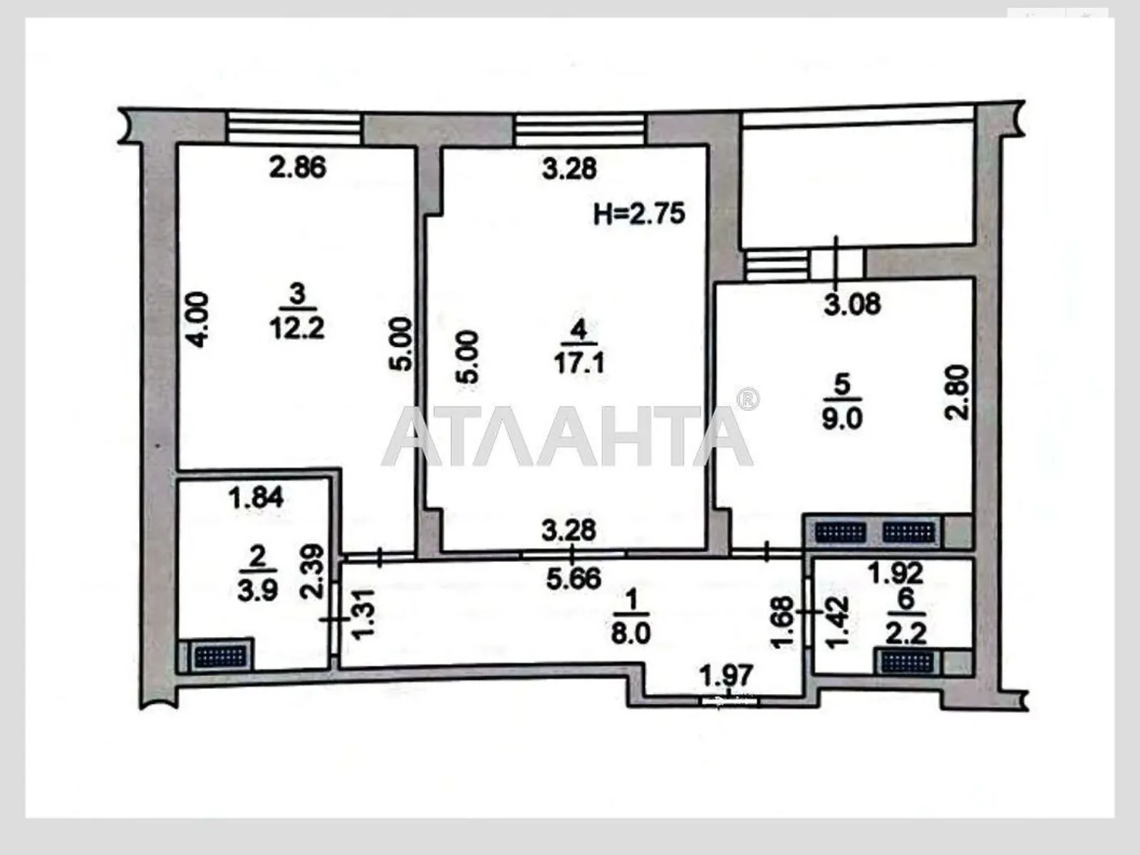 Продается 2-комнатная квартира 55 кв. м в Великодолинском, ул. Энтузиастов - фото 1