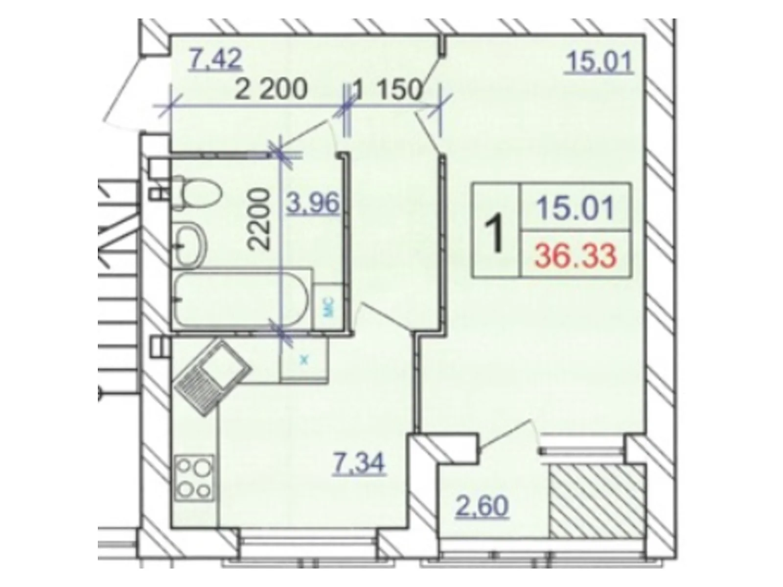 Продается 1-комнатная квартира 36.7 кв. м в Хмельницком, ул. Панаса Мирного, 18/2 - фото 1