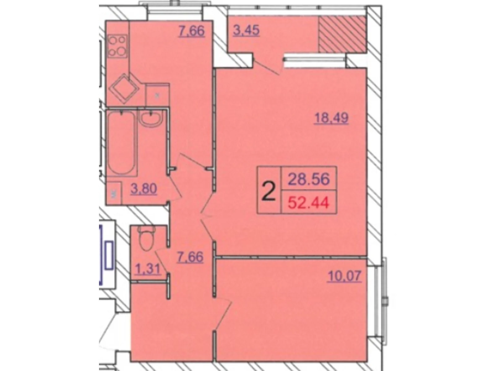 Продается 2-комнатная квартира 52.7 кв. м в Хмельницком, ул. Панаса Мирного, 18/2 - фото 1