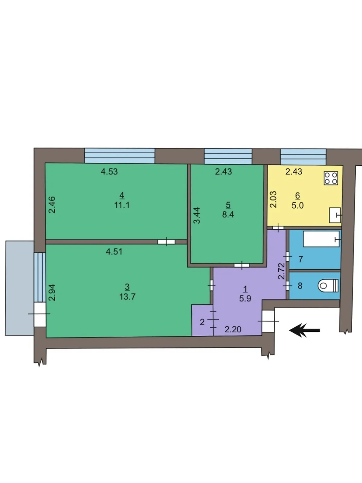 3-кімнатна квартира 49 кв. м у Запоріжжі, цена: 16000 $ - фото 1