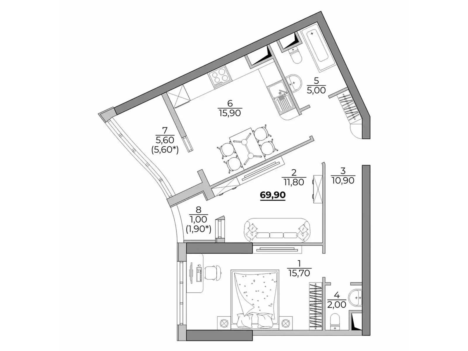 Продається 2-кімнатна квартира 68.85 кв. м у Одесі, Фонтанська дор., 118А - фото 1