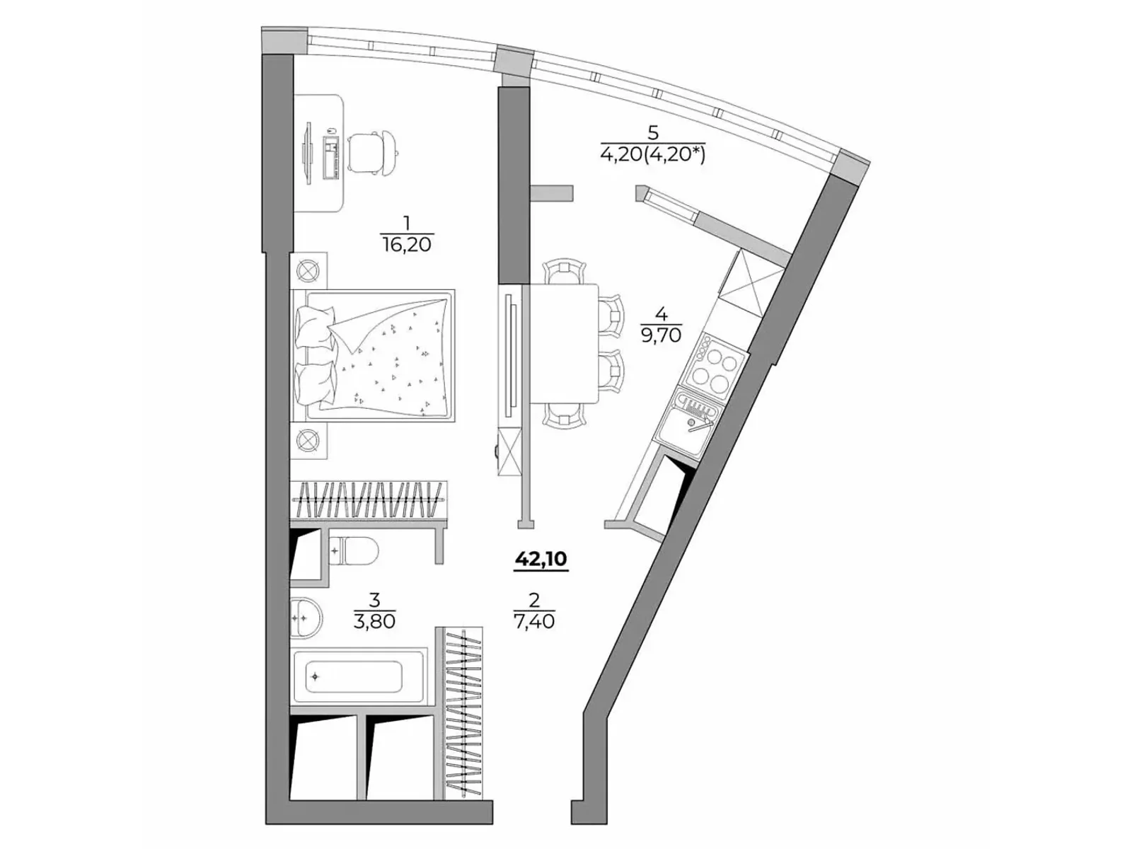 Продається 1-кімнатна квартира 41.9 кв. м у Одесі, Фонтанська дор., 118А - фото 1