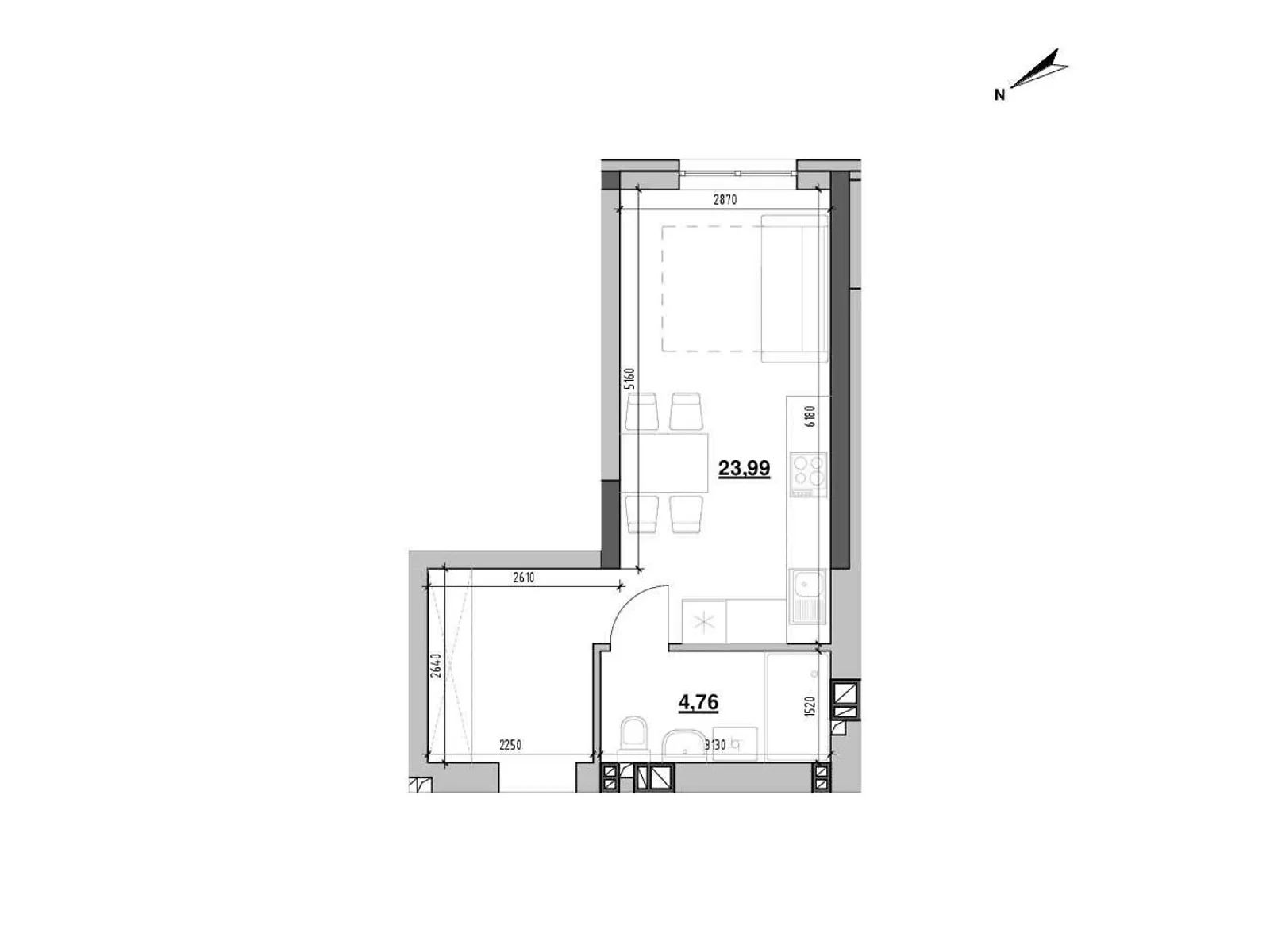 Продається 1-кімнатна квартира 28.75 кв. м у Львові, вул. Рудненська, 8 - фото 1