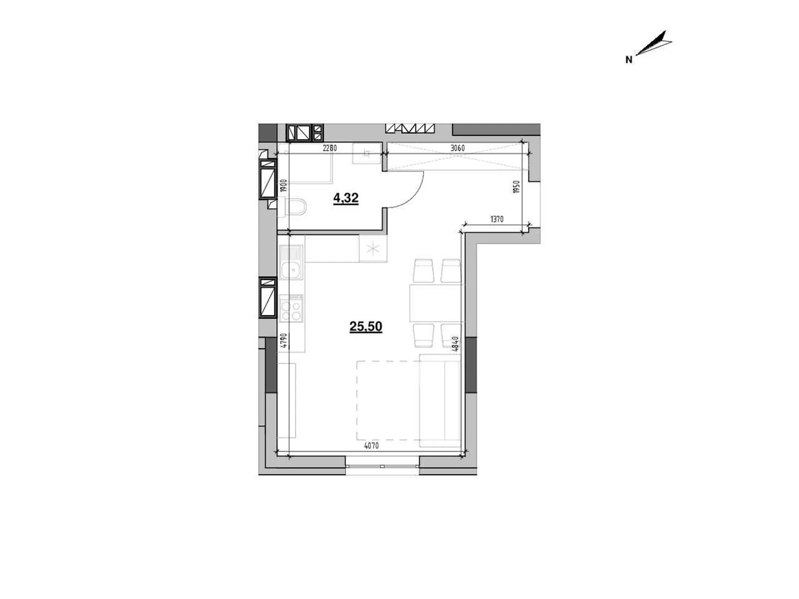 Продается 1-комнатная квартира 29.82 кв. м в Львове, цена: 35586 $ - фото 1