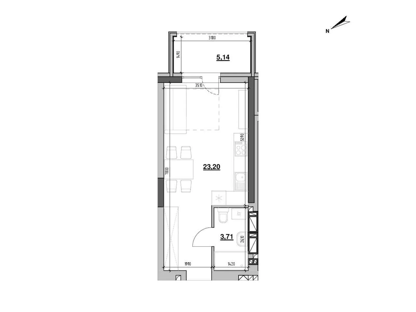 Продается 1-комнатная квартира 32.05 кв. м в Львове, ул. Рудненская, 8 - фото 1