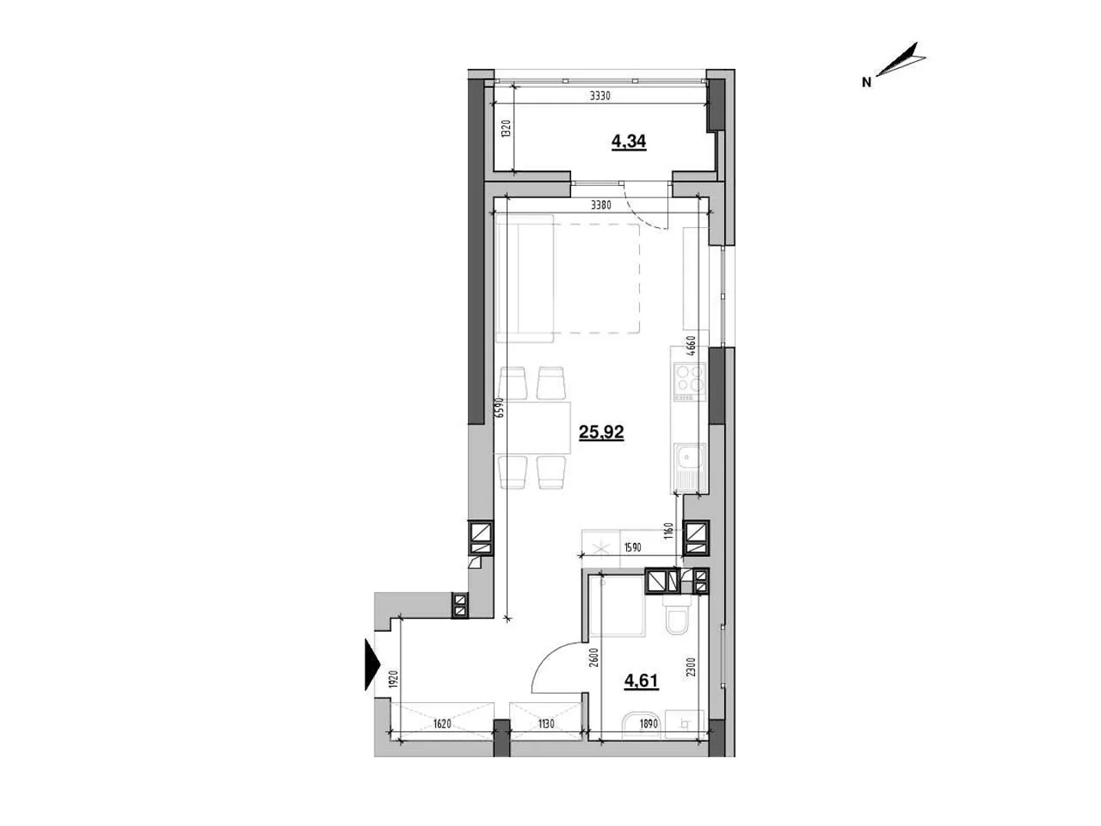 Продается 1-комнатная квартира 34.87 кв. м в Львове, ул. Рудненская, 8 - фото 1