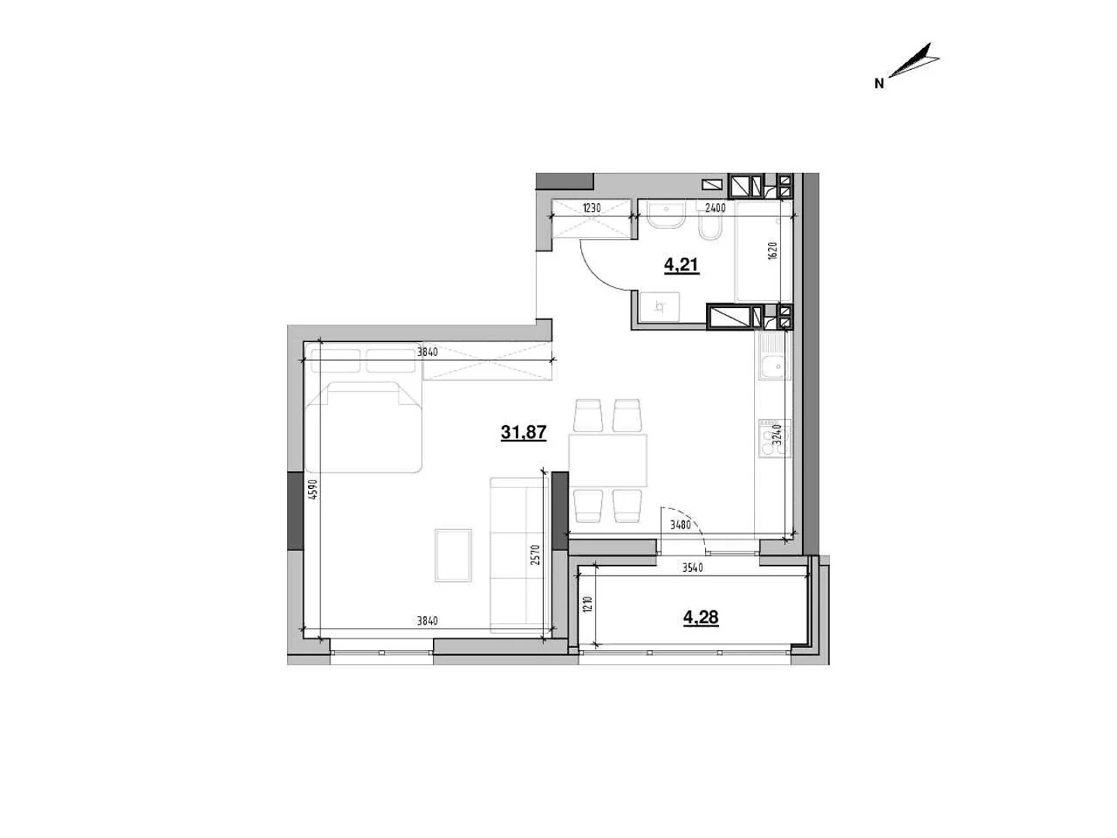 Продается 1-комнатная квартира 40.36 кв. м в Львове, цена: 48165 $ - фото 1