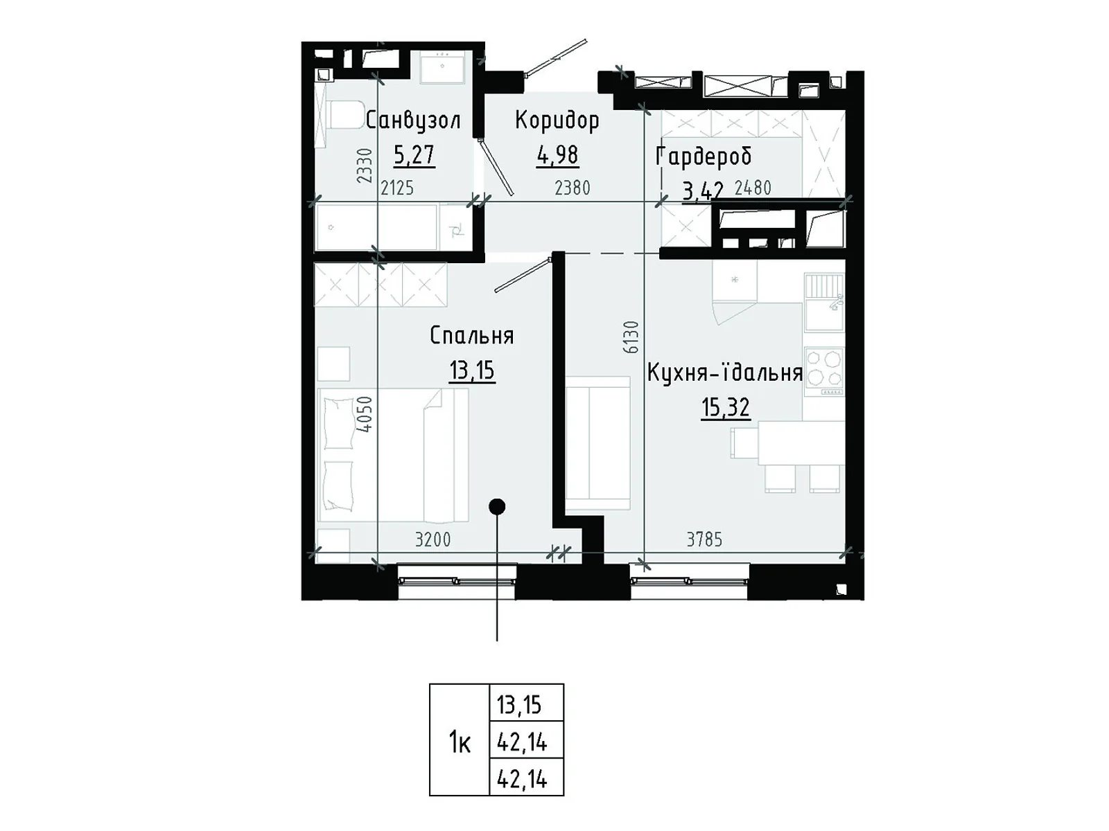 Продается 1-комнатная квартира 42.14 кв. м в Львове, ул. Малоголоскивская, 12 - фото 1