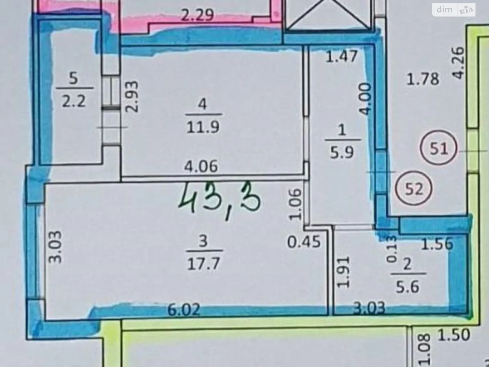 Продается 1-комнатная квартира 43.3 кв. м в Львове, ул. Щирецкая, 30 - фото 1