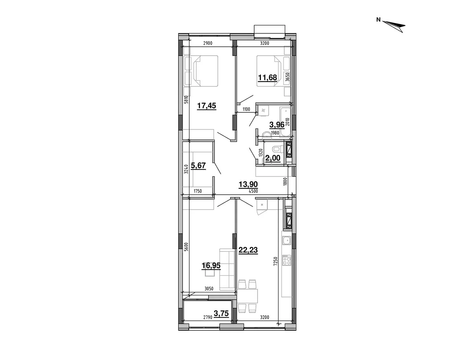 Продается 3-комнатная квартира 97.59 кв. м в Львове, ул. Новознесенская - фото 1