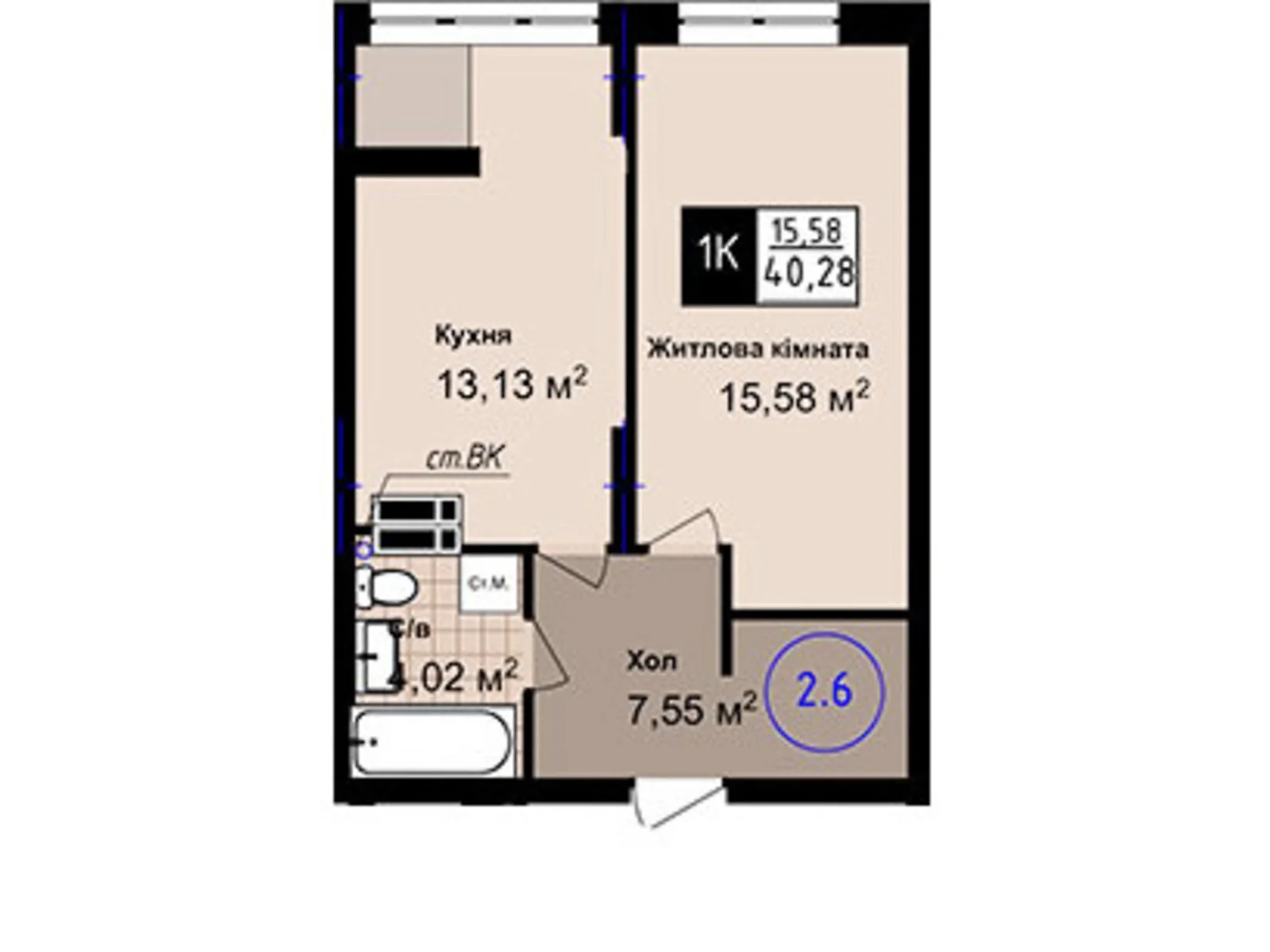Продається 1-кімнатна квартира 40.28 кв. м у Одесі, цена: 825 $ - фото 1