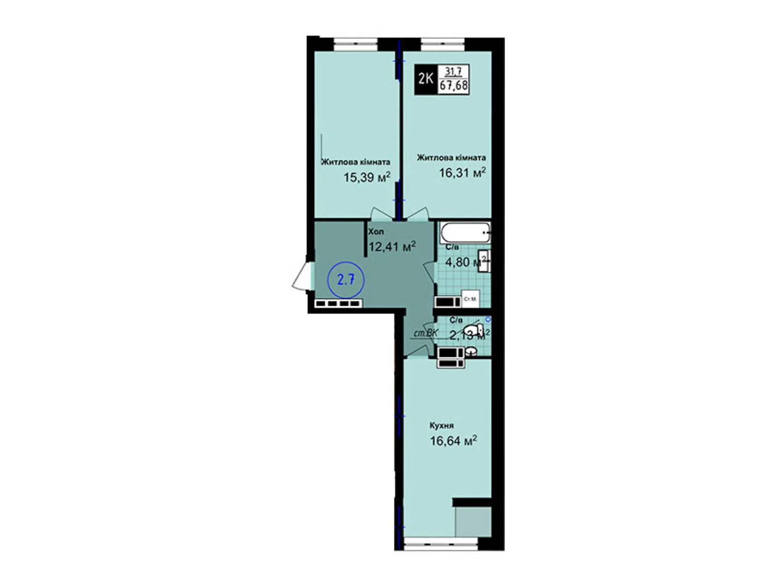 Продается 2-комнатная квартира 67.68 кв. м в Одессе, ул. Академика Сахарова, 20 - фото 1