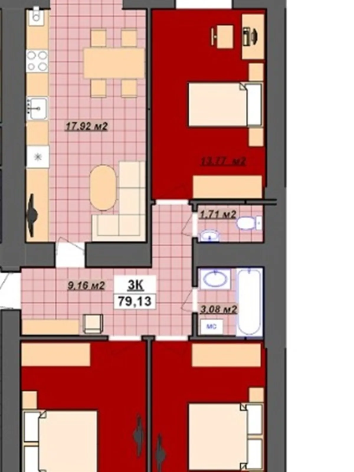 Продается 3-комнатная квартира 85.2 кв. м в Ивано-Франковске - фото 3