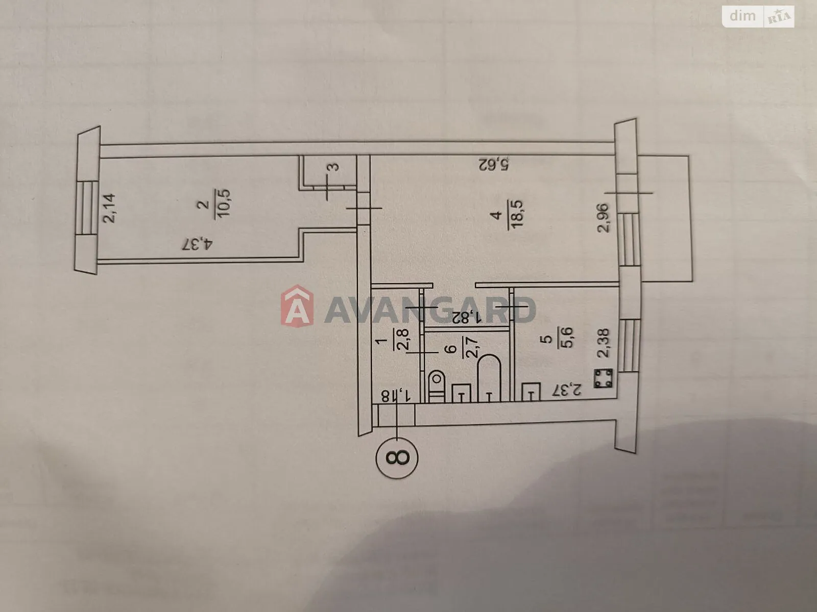 Продается 2-комнатная квартира 41.4 кв. м в, цена: 9500 $ - фото 1