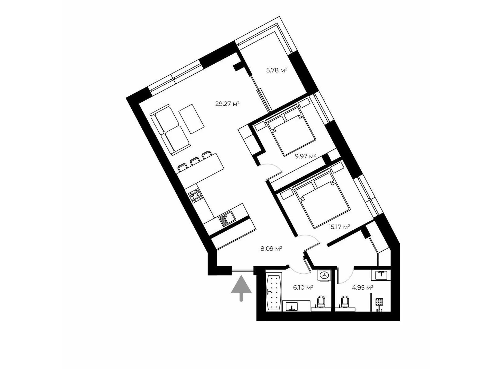 Продается 2-комнатная квартира 79.3 кв. м в Ужгороде, ул. Живописная, 8 - фото 1