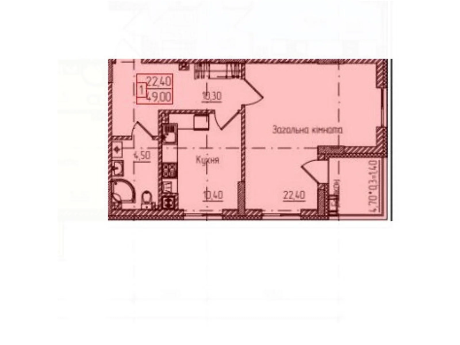 Продается 1-комнатная квартира 49 кв. м в Черновцах, ул. Русская, 236Б - фото 1