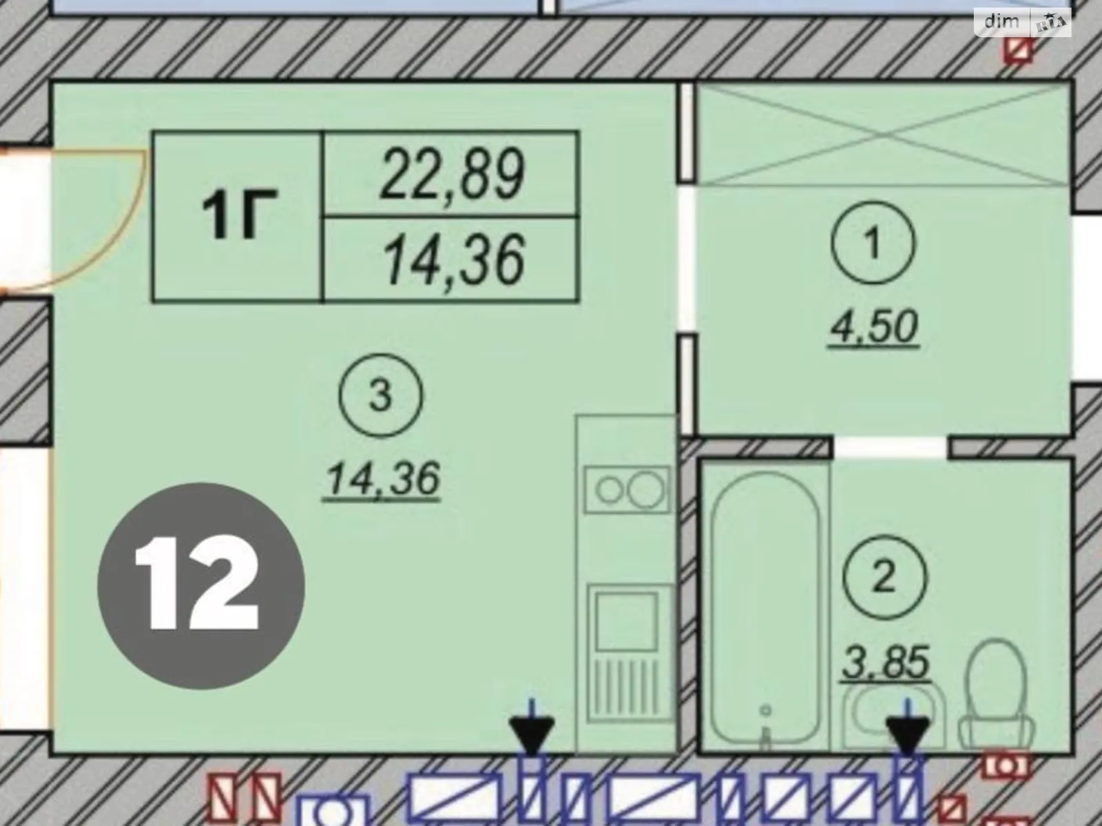 Продається 1-кімнатна квартира 23.2 кв. м у Ірпені, вул. Соборна(ІІІ Інтернаціоналу), 2К/13 - фото 1