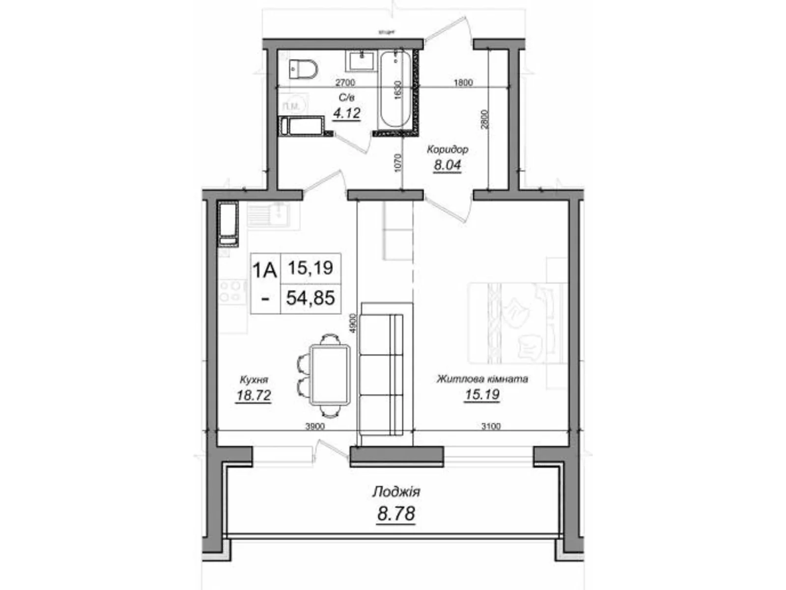 Продается 1-комнатная квартира 54.85 кв. м в Новоселках, вул. Озерная - фото 1