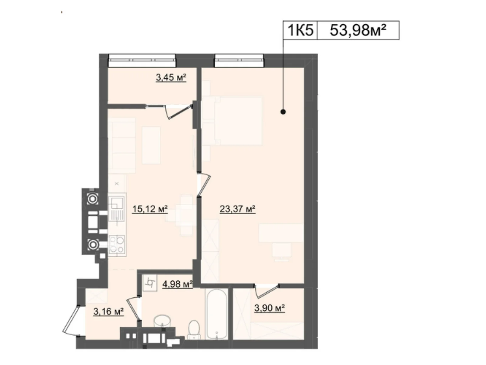 Продается 2-комнатная квартира 53.98 кв. м в Львове, цена: 71254 $ - фото 1