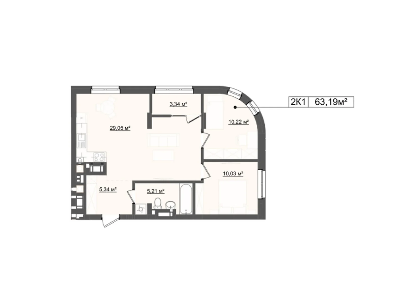 Продается 2-комнатная квартира 63.19 кв. м в Львове, цена: 82779 $ - фото 1