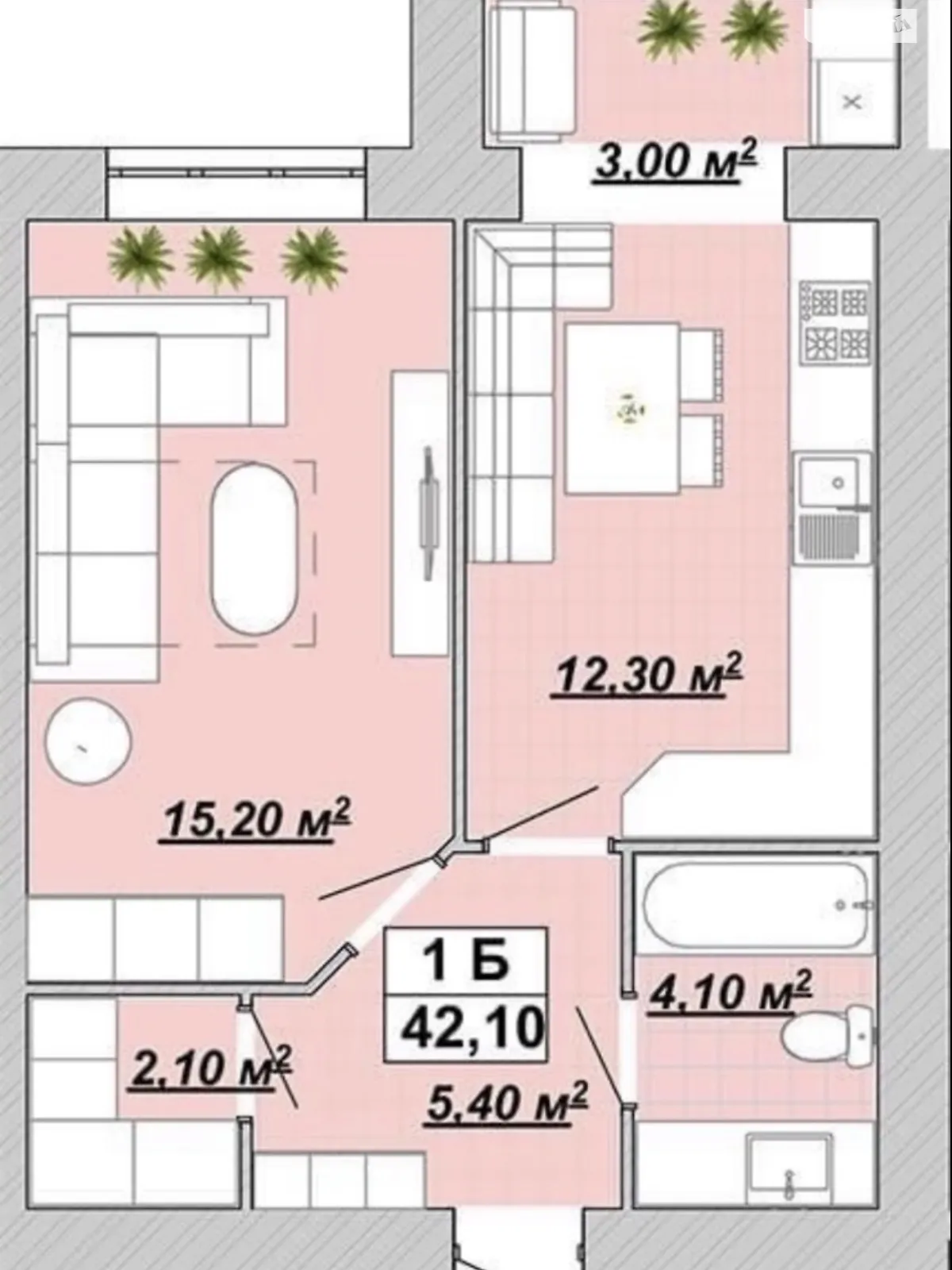 Продается 1-комнатная квартира 42.1 кв. м в Ивано-Франковске, ул. Княгинин - фото 1