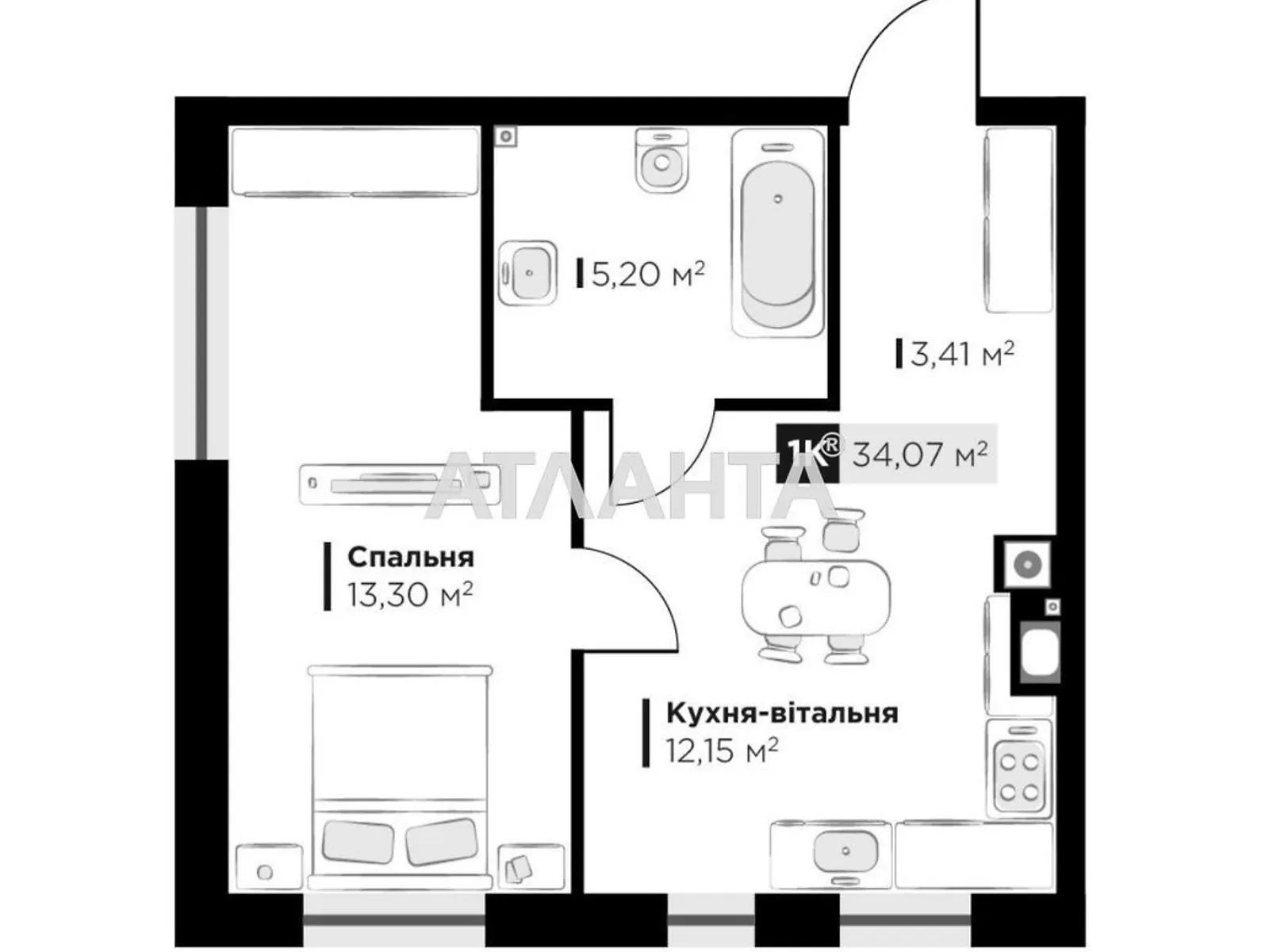 Продається 1-кімнатна квартира 34.07 кв. м у Львові - фото 3