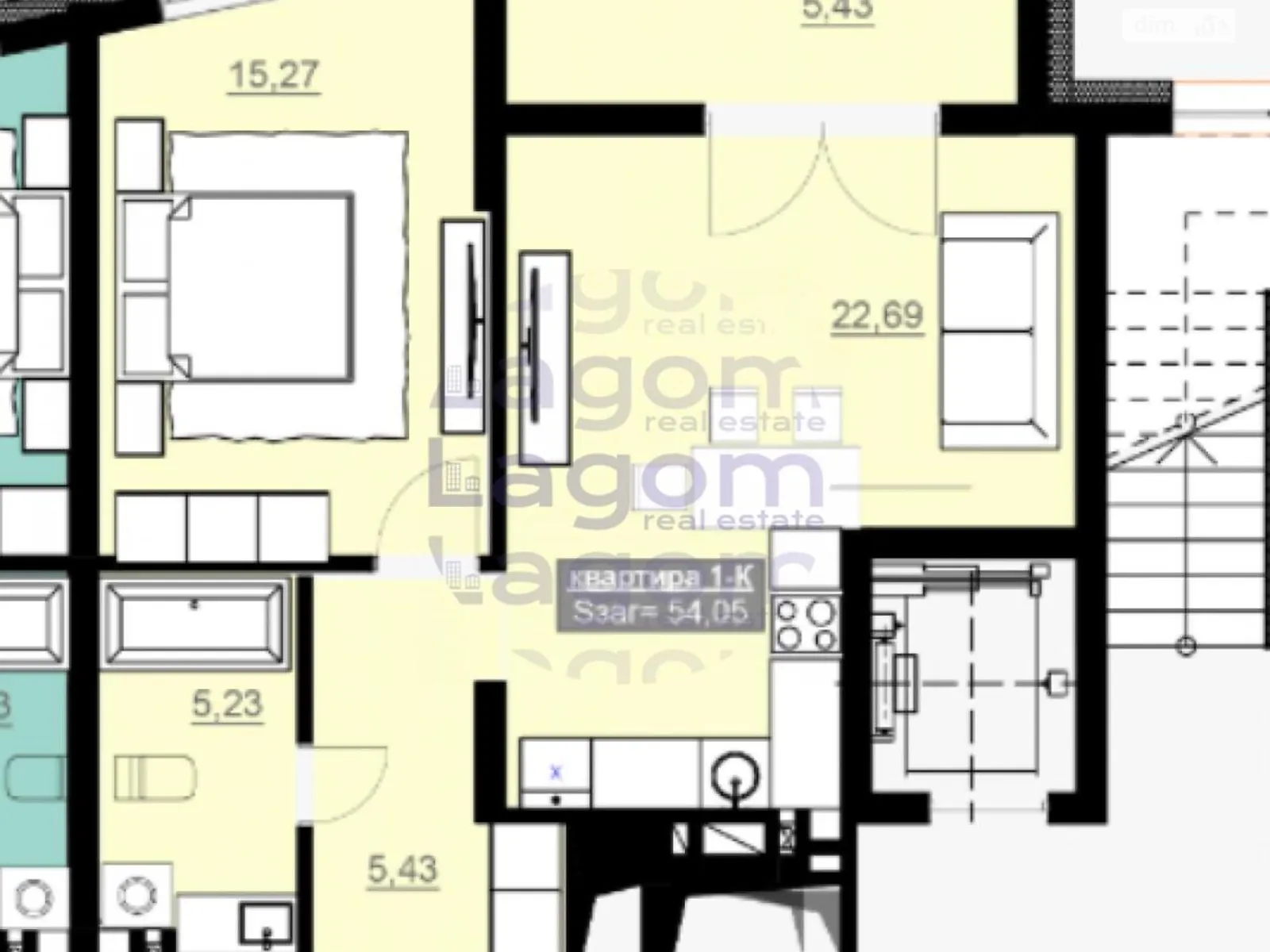Продается 1-комнатная квартира 56.4 кв. м в Ивано-Франковске, ул. Вовчинецька, 55 - фото 1