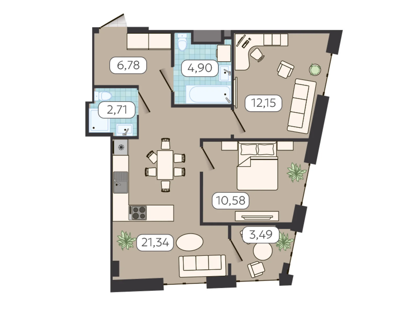 Продается 2-комнатная квартира 61.95 кв. м в Львове, ул. Садовая, 2А - фото 1