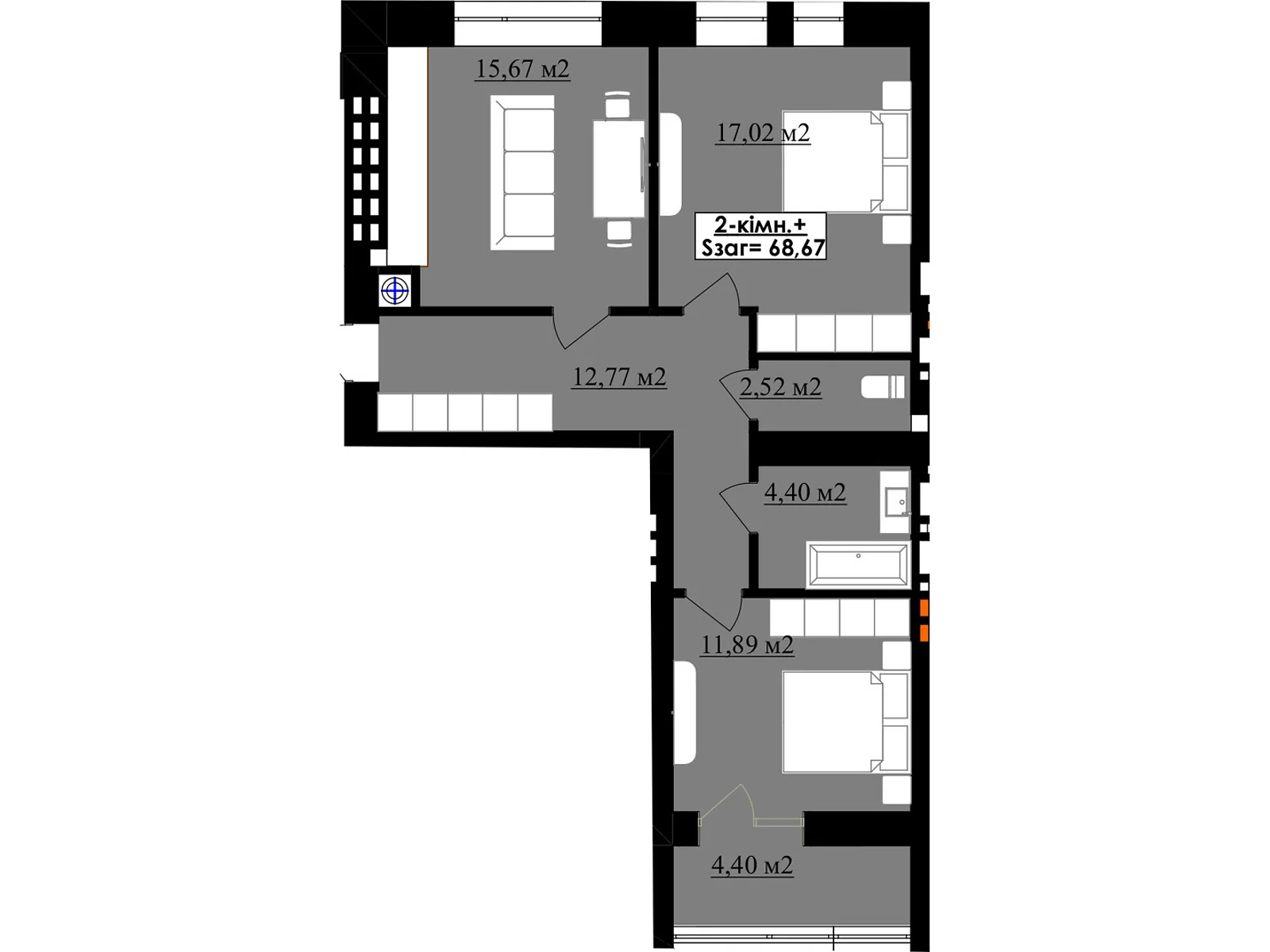 Продается 2-комнатная квартира 68.67 кв. м в Криховцах, цена: 61803 $ - фото 1