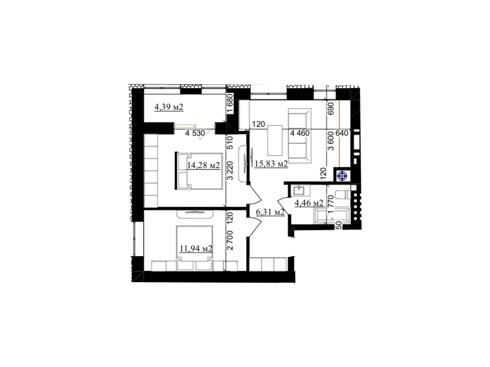 Продається 2-кімнатна квартира 57.21 кв. м у Крихівцях, вул. Приозерна, 2 - фото 1