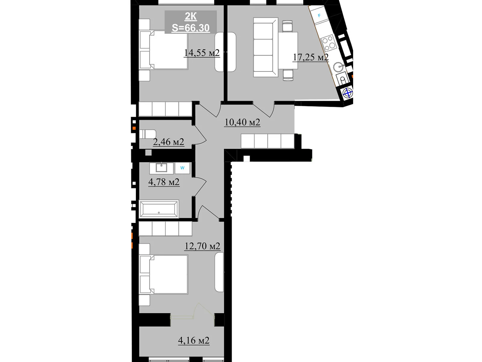 Продається 2-кімнатна квартира 66.3 кв. м у Крихівці, цена: 55029 $ - фото 1