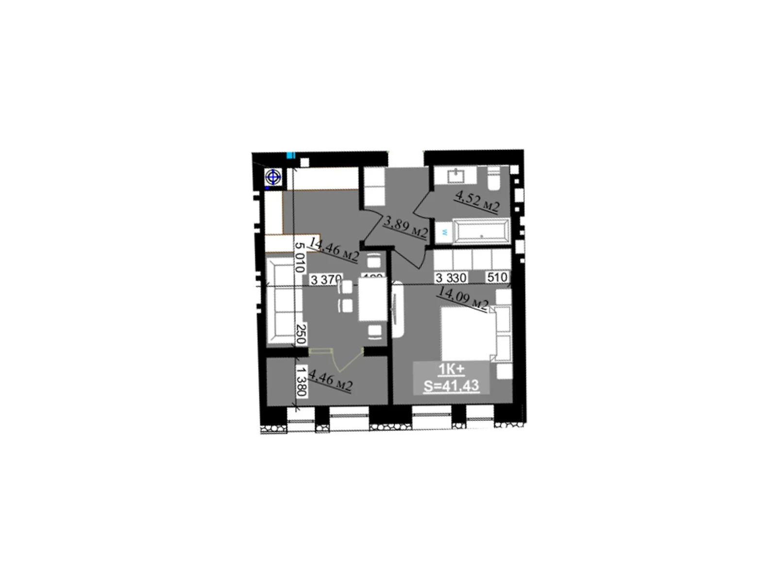 Продається 1-кімнатна квартира 41.43 кв. м у Крихівцях, вул. Приозерна, 2 - фото 1