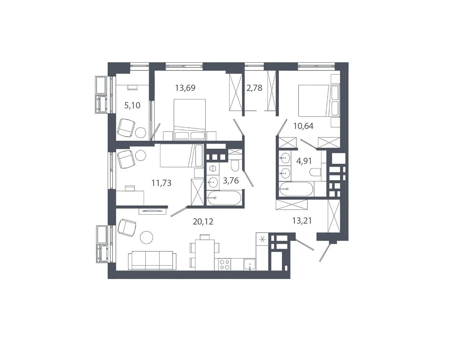 Продается 3-комнатная квартира 85.95 кв. м в Львове, ул. Студинского, 1 - фото 1