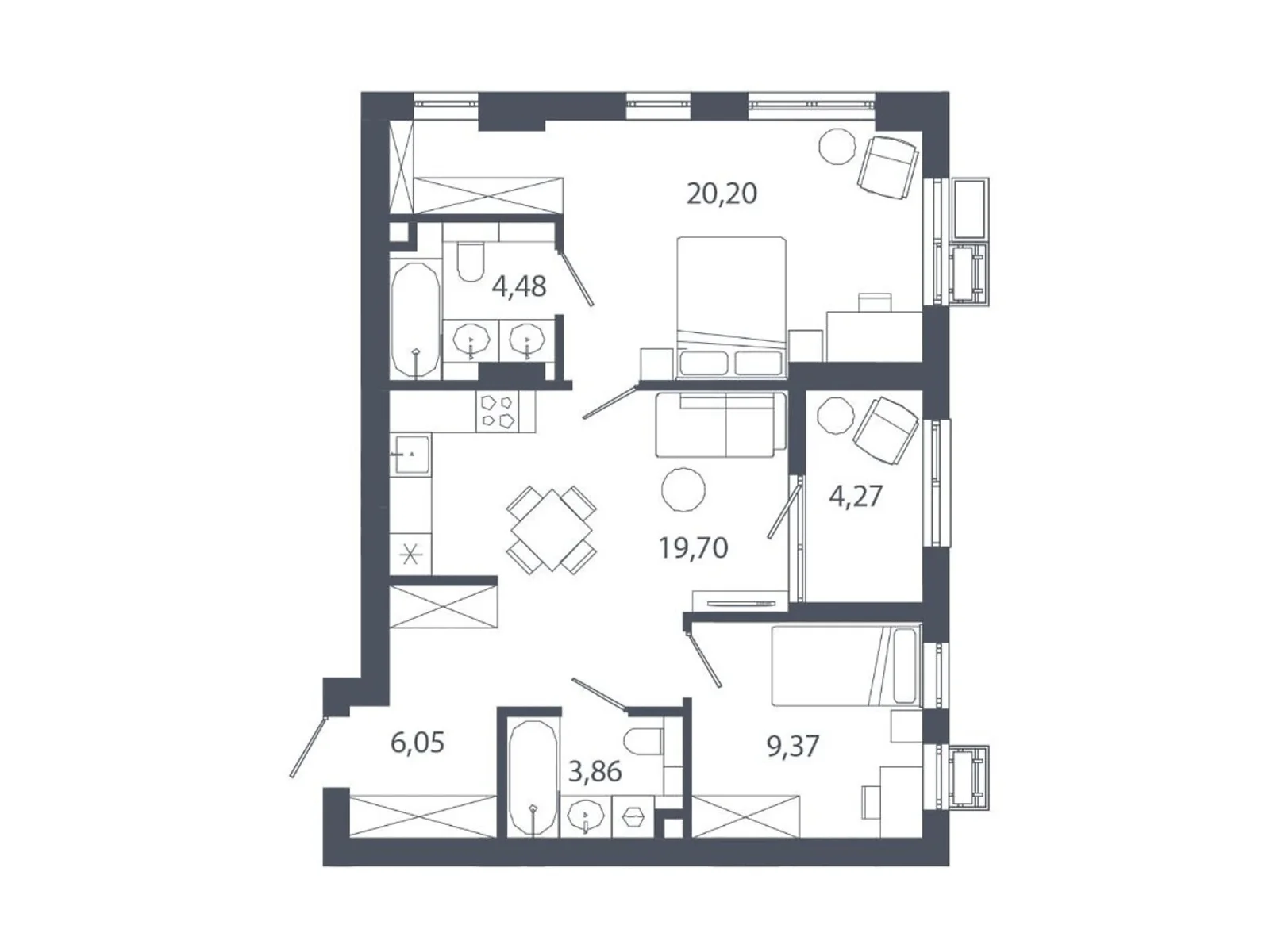 Продается 2-комнатная квартира 67.93 кв. м в Львове, ул. Студинского, 1 - фото 1