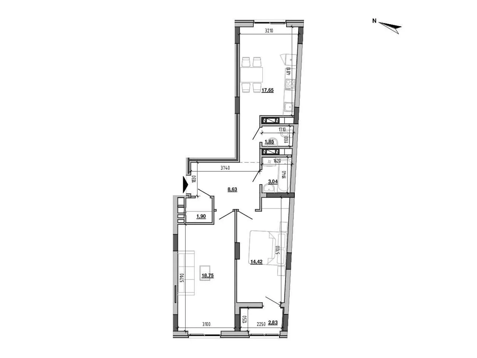 Продается 2-комнатная квартира 69.07 кв. м в Львове, ул. Новознесенская - фото 1