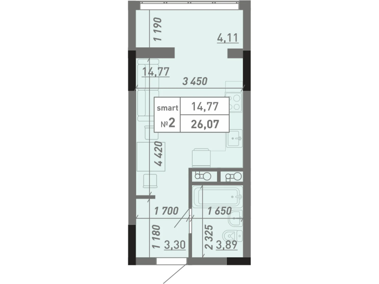 Продается 1-комнатная квартира 26.07 кв. м в Одессе, ул. Академика Вильямса, 95/3 - фото 1