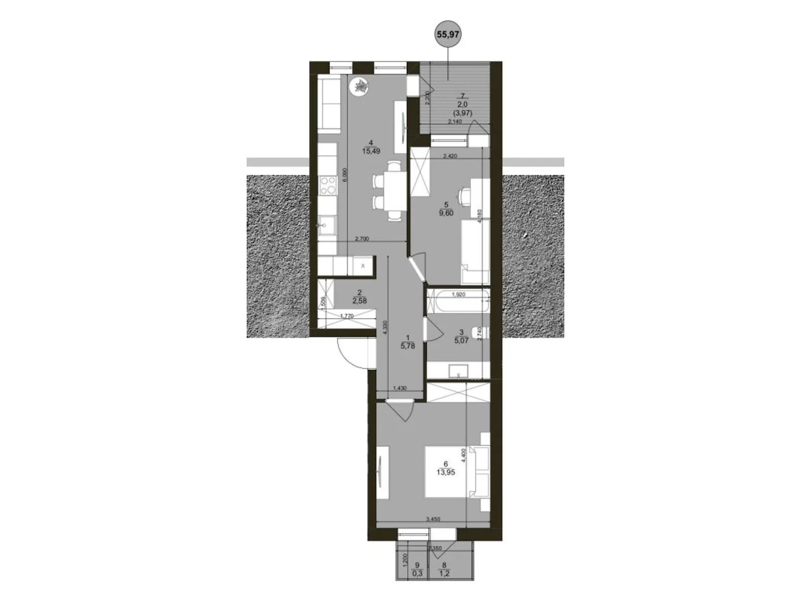 Продается 2-комнатная квартира 56 кв. м в Винниках, ул. Дмытерка, 53 - фото 1