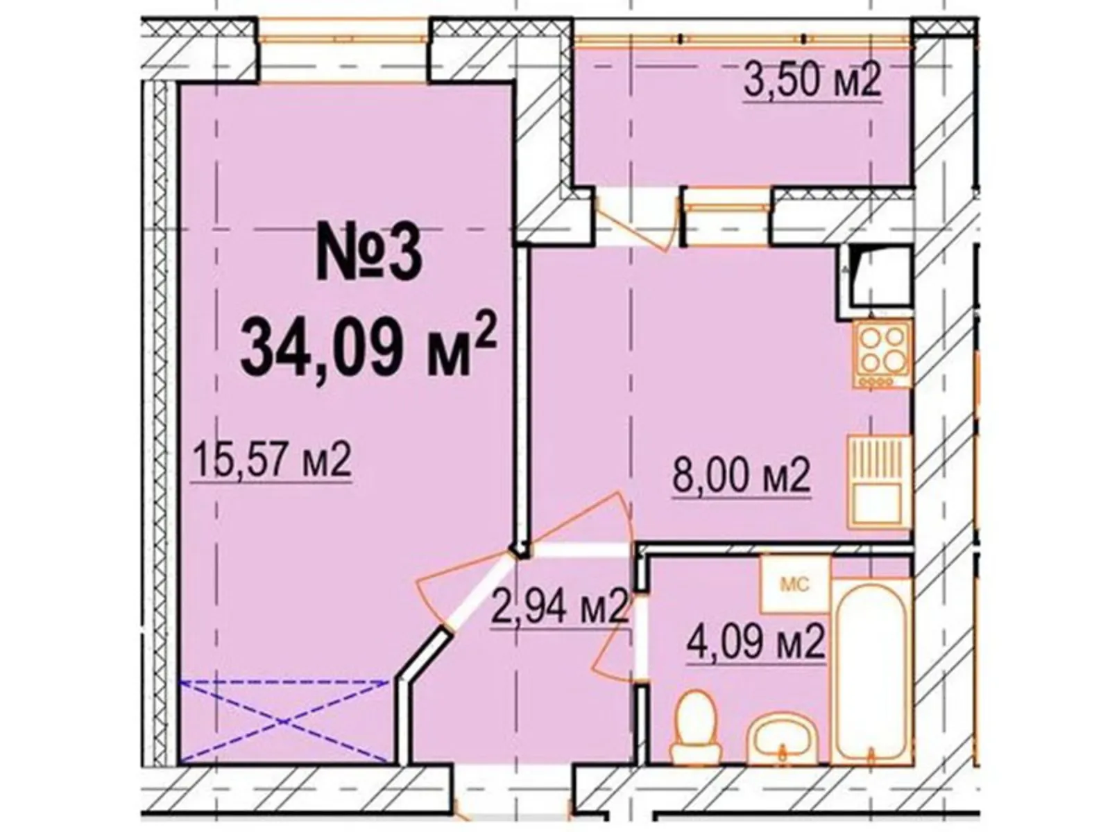 Продается 1-комнатная квартира 34 кв. м в  - фото 4