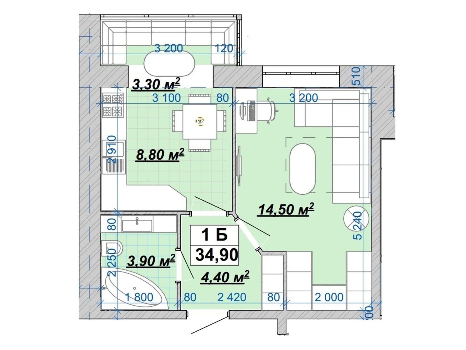 Продается 1-комнатная квартира 34.9 кв. м в Ивано-Франковске, цена: 25477 $ - фото 1