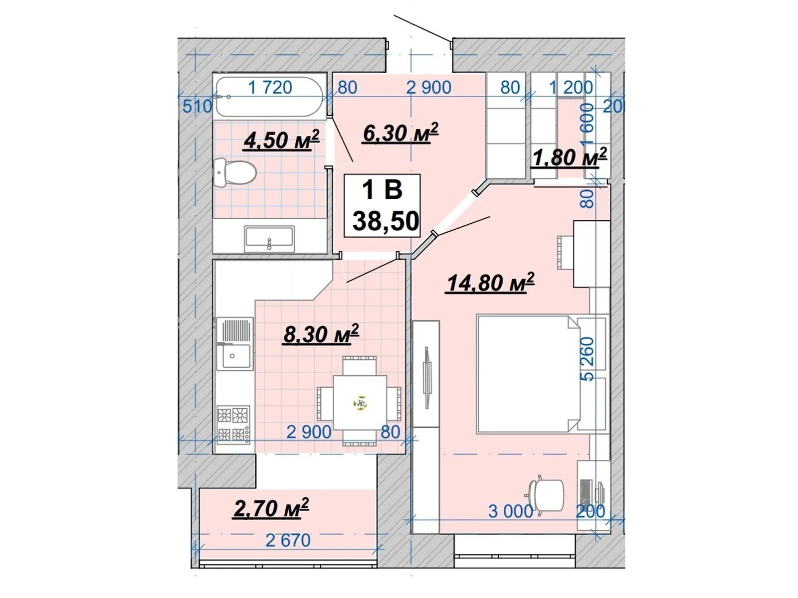 Продається 1-кімнатна квартира 38.7 кв. м у Івано-Франківську, цена: 28251 $ - фото 1