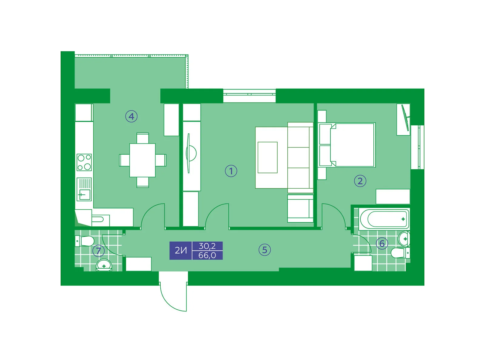 Продается 2-комнатная квартира 66 кв. м в Обухове, ул. Парковая, 1 - фото 1