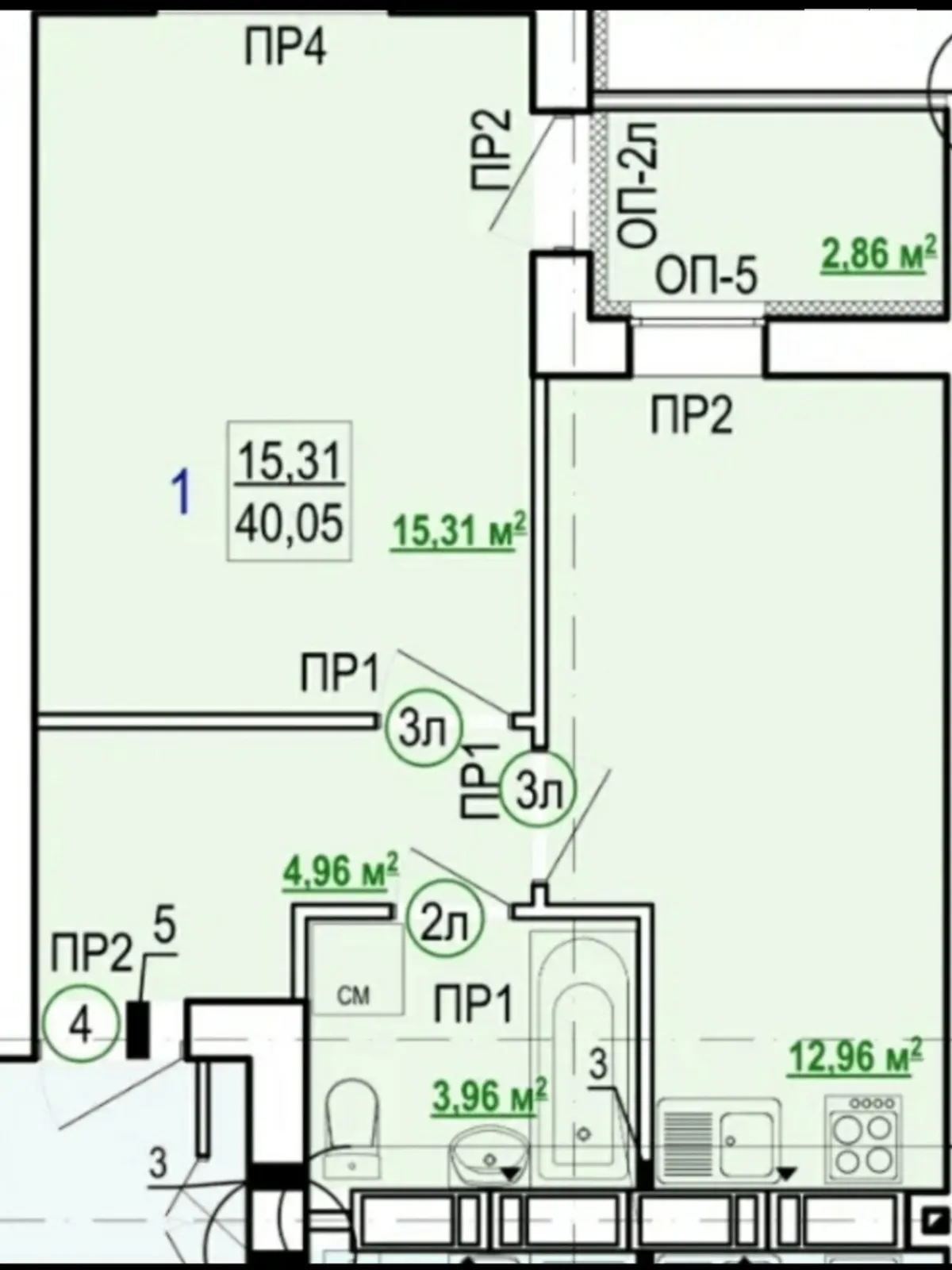 Продається 1-кімнатна квартира 40 кв. м у  - фото 2