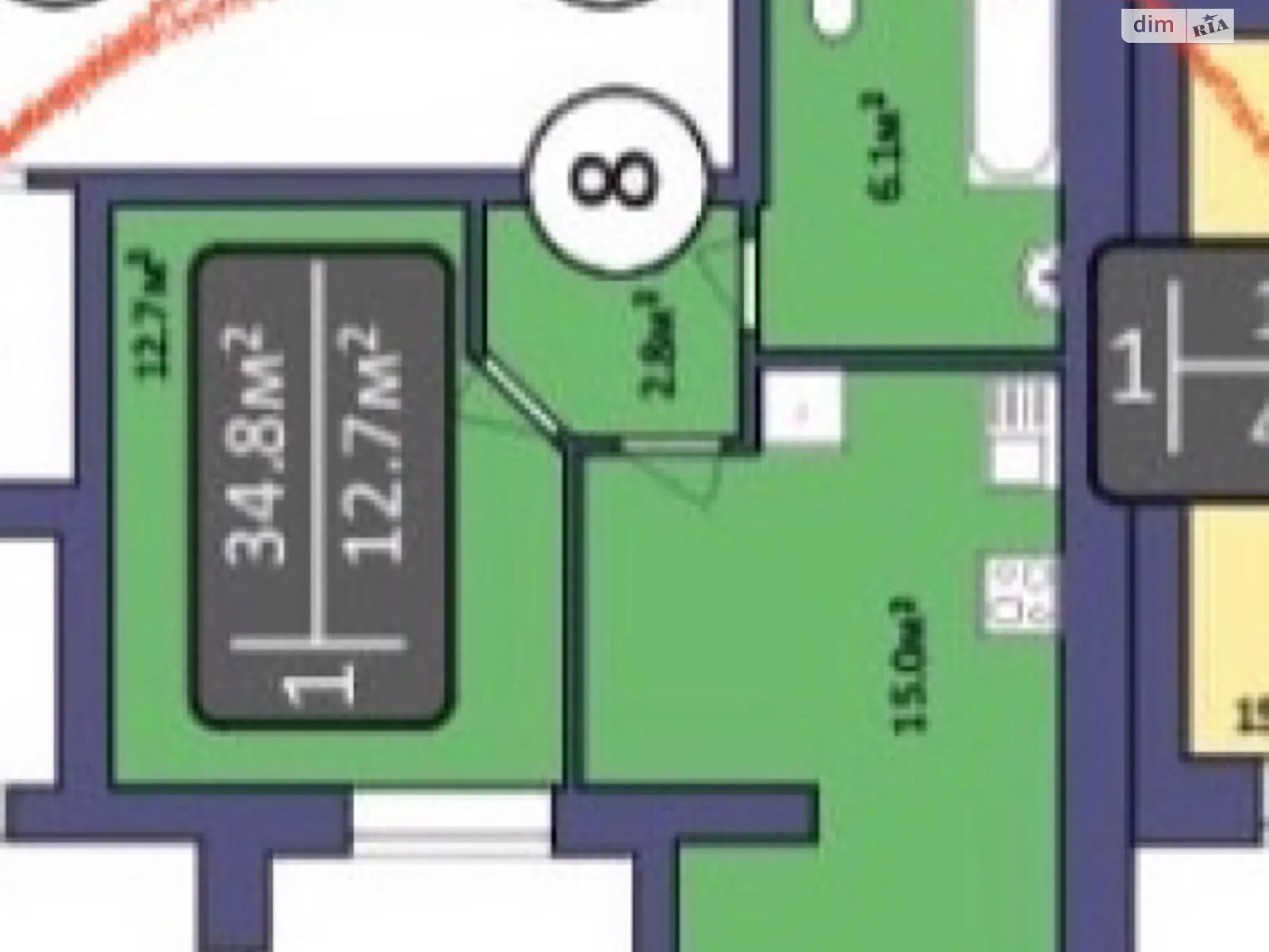 Продается 1-комнатная квартира 38.5 кв. м в, цена: 34000 $ - фото 1