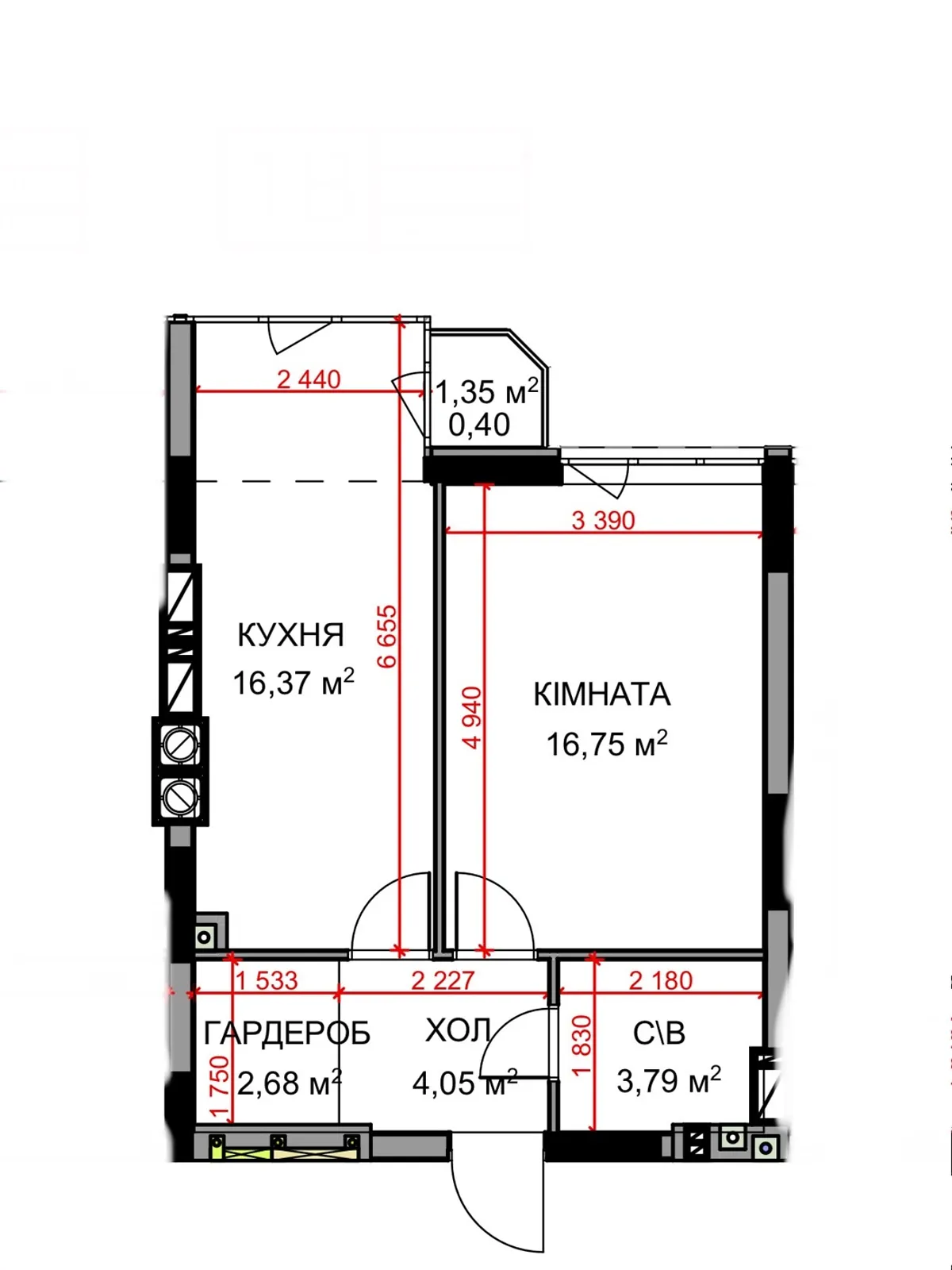 Продається 2-кімнатна квартира 44.5 кв. м у Гостомелі - фото 2